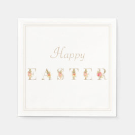 Rosa och Tan Blommigt Påsk Napkins Pappersservett