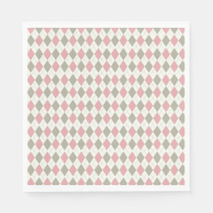 Rosa och Taupe Argyle Mönster-Elegant Mångsidig Pappersservett