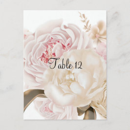 Rosa och Taupe Blommig Bord Sittkort Vykort