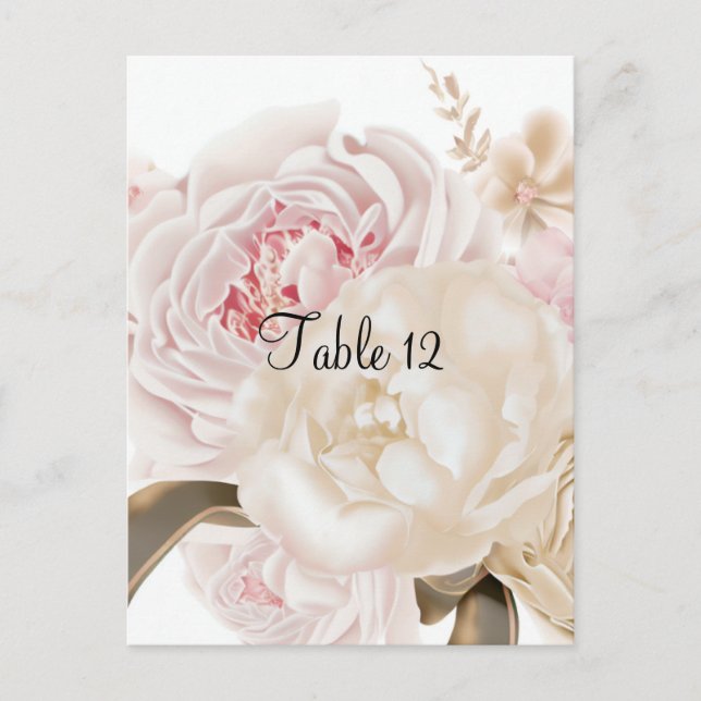Rosa och Taupe Blommig Bord Sittkort Vykort (Framsida)