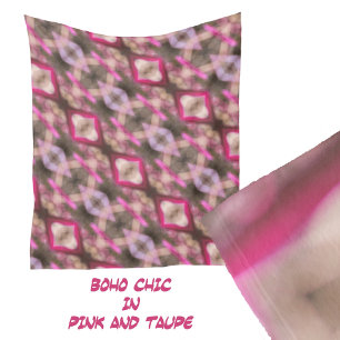 Rosa och Taupe Boho Chic Abstrakt Mönster Fleecefilt