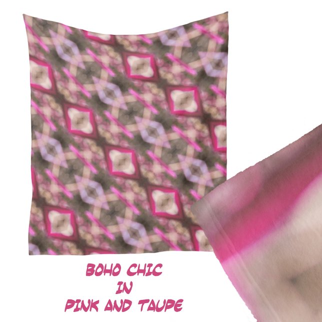 Rosa och Taupe Boho Chic Abstrakt Mönster Fleecefilt (Skapare uppladdad)