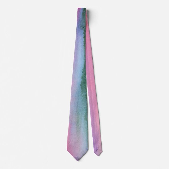 Rosa och teal abstrakt akvarellbröllop slips (Framsida)