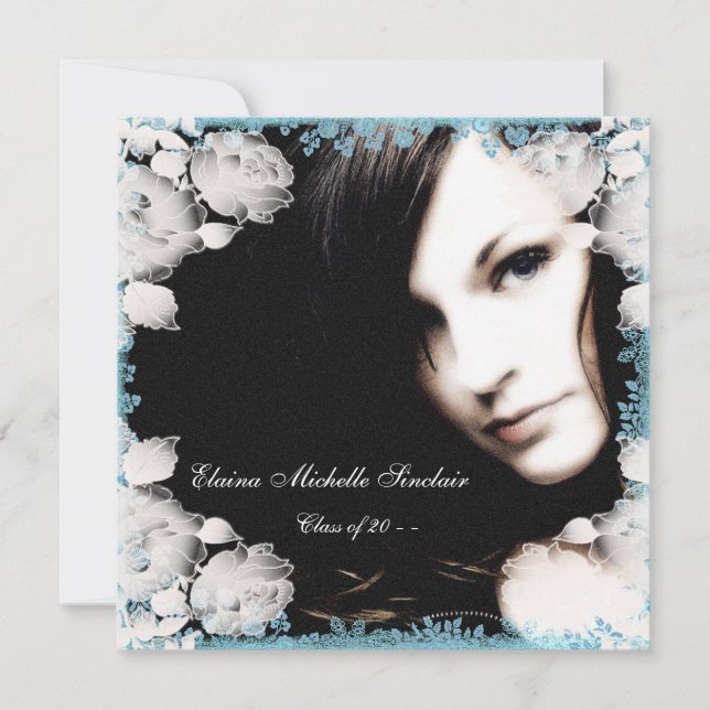 Rosa och Teal Blue Girls Photo Studenten Inbjudningar (Framsida)