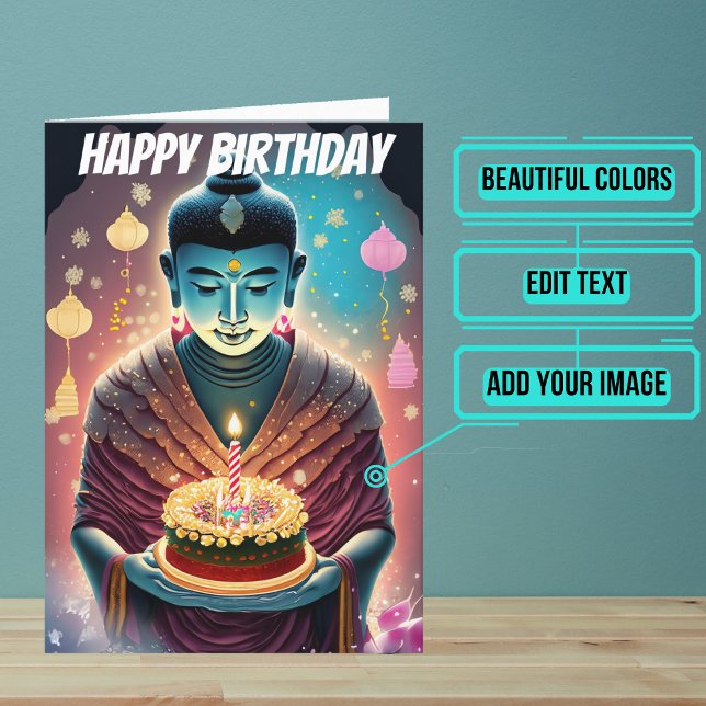 Rosa och Teal Buddha Birthday Kort (Send someone you love a very special birthday card using a beautiful design featuring Buddha imagery)