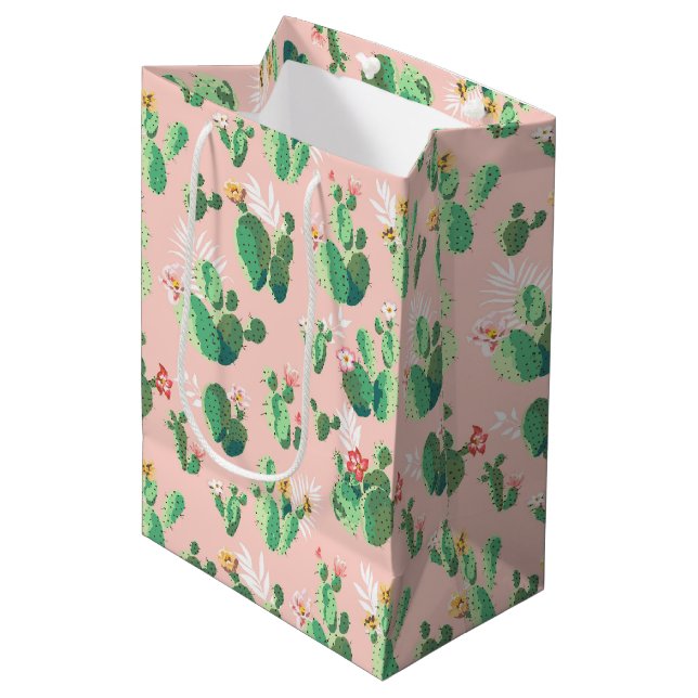 Rosa och Teal Cactus Southwest Gift Bag (Framsidan Vinklad)