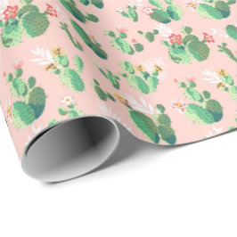 Rosa och Teal Cactus Southwest Gift Wrap Presentpapper