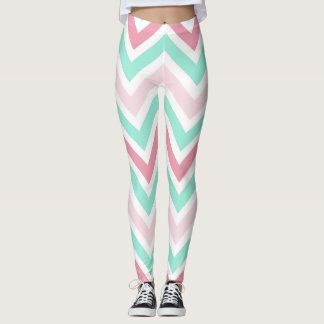 Rosa och Teal Chevron Leggings