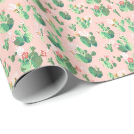 Rosa och teal kaktus sydvästlig presentpapper