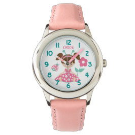 Rosa och Teal Ladybug Girl Kids Armbandsur