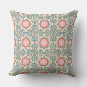 Rosa och teal Mandala Boho Kudde