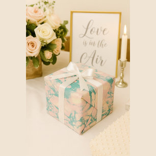 Rosa och Teal Marble Swirl Luxe Presentpapper