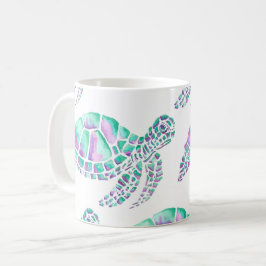 Rosa och Teal Sea Turtle Mugg