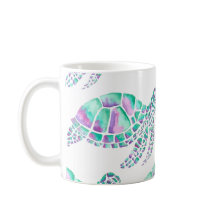 Rosa och Teal Sea Turtle Mugg