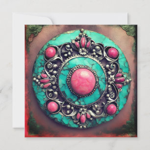 Rosa och teal Tourmaline Oktober Birth Stone Kort