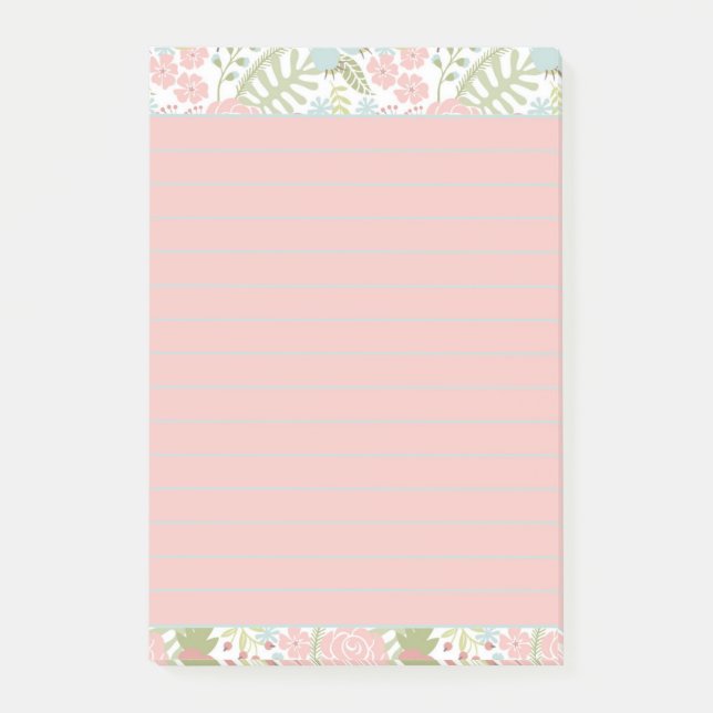 Rosa och tealblommig post-it block (Framsida)