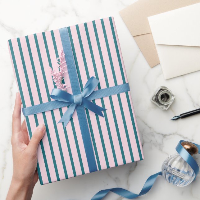 Rosa och tealränderigt mönster presentpapper (Gifting)