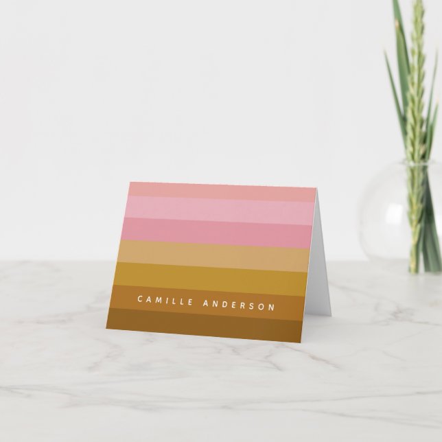 Rosa och Terracotta Boho Geometric Rand Namn Anteckningskort (Framsida)