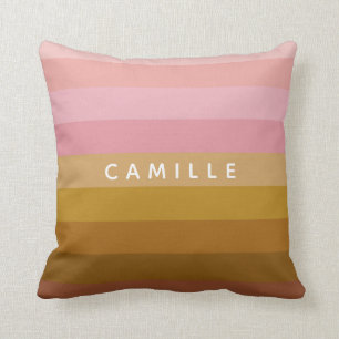 Rosa och Terracotta Boho Geometric Rand Namn Kudde