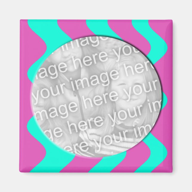 rosa- och turkofoto ram magnet (Framsidan)