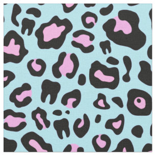 Rosa och turkos Dental leopard print Tyg