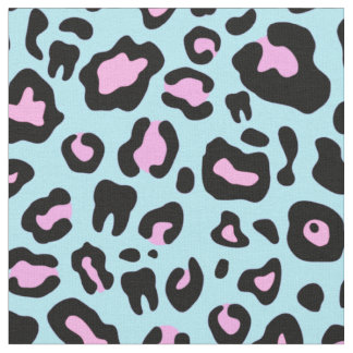 Rosa och turkos Dental leopard print Tyg
