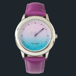 Rosa och turkos Glitter Ombre Armbandsur<br><div class="desc">Den här vaktdesignen har en rosa och turkos glitter struktur med svarta siffror och är perfekt för ett barn.</div>