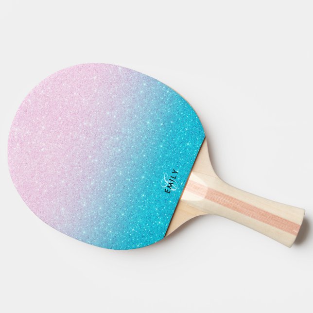 Rosa och turkos Glitter Ombre Pingisracket (Baksidan )