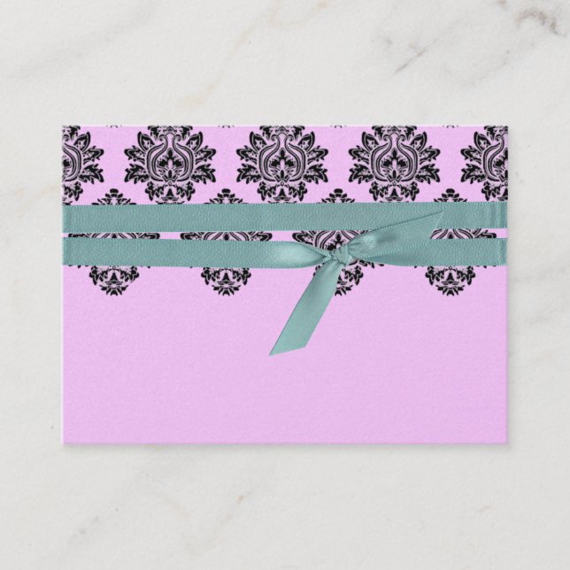 Rosa- och turkos-kort för Damask Bord Placeringskort (Framsida)