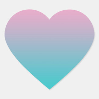 Rosa och turkos Ombre Hjärtformat Klistermärke