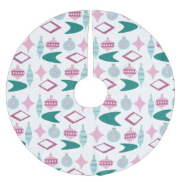 Rosa och turkos Retro-julprydnader Julgransmatta Borstad Polyester