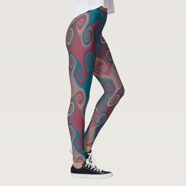 Rosa och turkos virvel abstrakt leggings (Höger)
