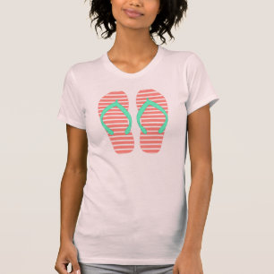 Rosa och turkosa hawaiianska flip-flops tee