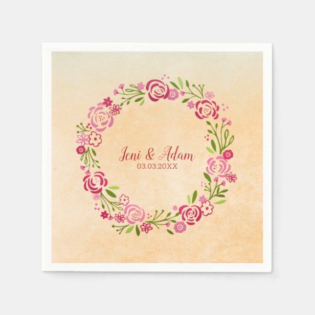 Rosa och utandning med Löv Pappersservett (Framsidan)