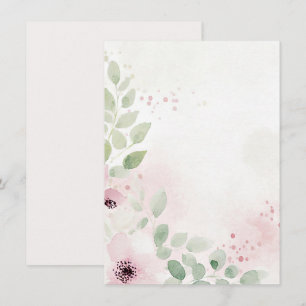 Rosa och vinröd akvarell blommande tom Bröllop Inbjudningar
