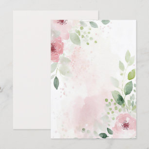 Rosa och vinröd akvarell blommande tom Bröllop Inbjudningar