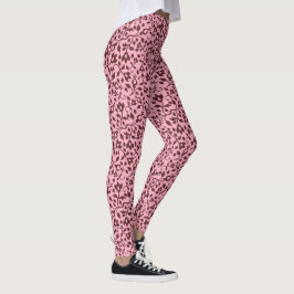 Rosa och vinröd blomstermönster med klängväxter leggings