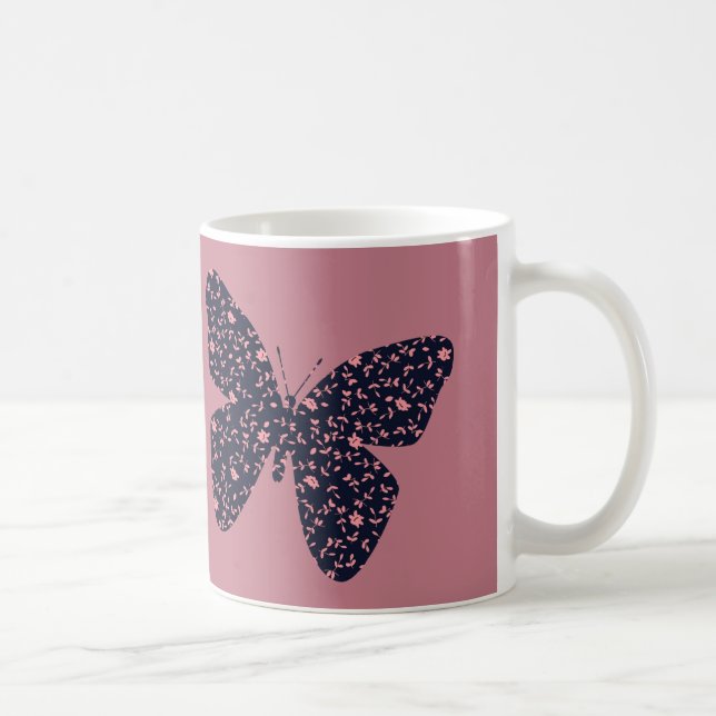 Rosa och Violet Blommigt Butterfly Kaffemugg (Höger)