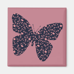 Rosa och Violet Blommigt Butterfly Magnet