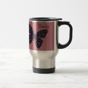 Rosa och Violet Blommigt Butterfly Personlig Resemugg