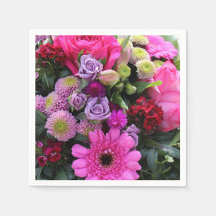 Rosa och Violet Flower Bouquet Photo Pappersservett