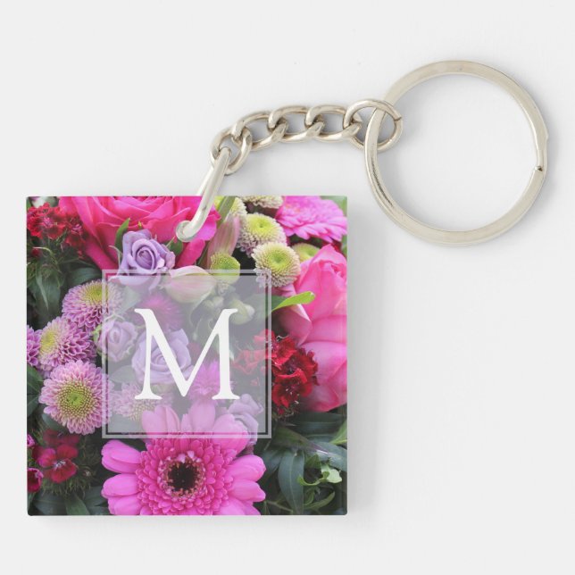Rosa och Violet Flowers Monogram (Baksidan)