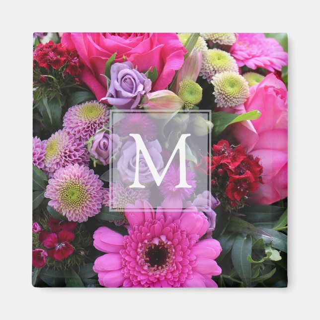 Rosa och Violet Flowers Personlig Magnet (Framsidan)