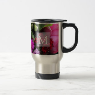 Rosa och Violetta Blommor Monogram Resemugg