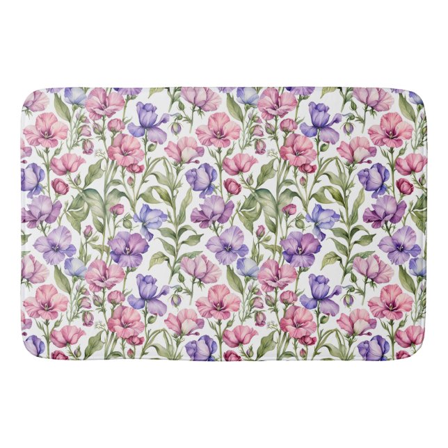 Rosa och violetta luktärter badrumsmatta (Framsidan)