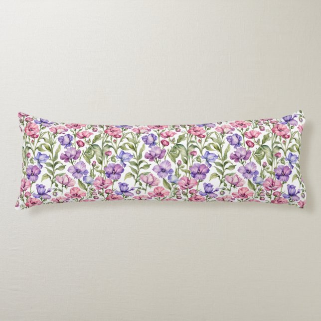 Rosa och Violetta Söta Ärtor Kroppskudde (Framsidan)
