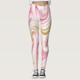 Rosa och vit abstrakt mönster leggings