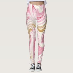 Rosa och vit abstrakt mönster leggings