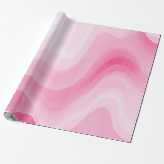 Rosa och vit akvarellsvirvelmönster presentpapper (Utrullad)