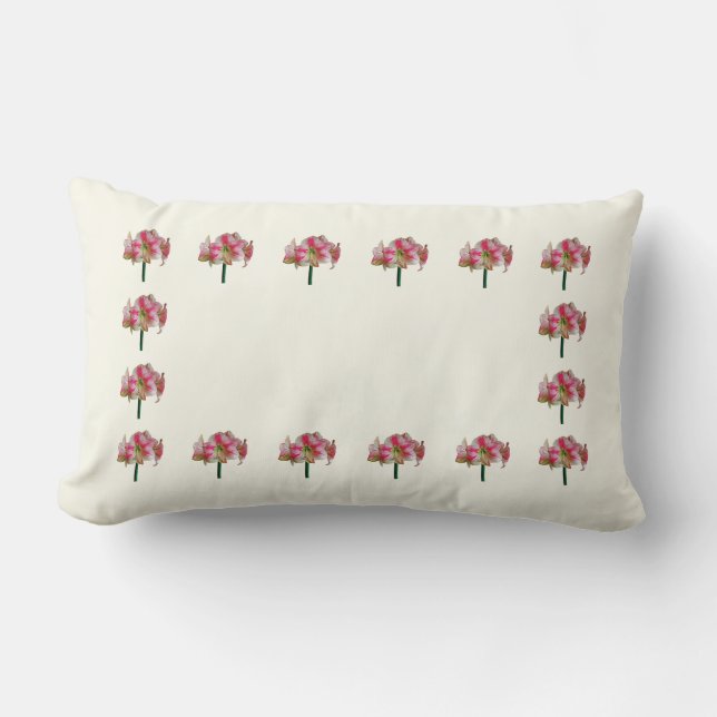 Rosa och vit amaryllis lumbarkudde (Framsida)